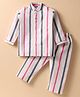 Enfance Core Full Sleeves Striped Coordinating Night Suit Set - Pink