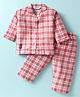 Enfance Core Full Sleeves Checked Coordinating Night Suit Set - Red