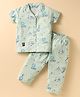 Enfance Core Cotton Woven Half Sleeves Circus Theme Coordinating Night Suit Set - Green