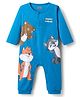 Babyhug 100% Cotton Interlock Knit Full Sleeves Romper with Animal Print - Blue