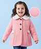 Mark & Mia Woven Full Sleeves Solid Winter Jacket With Floral Applique - Pink