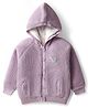 Babyhug Knit Full Raglan Sleeves Hooded Front Open Sweater with Sequin Detailing - Lavender