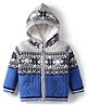 Babyhug Knitted Full Sleeves Front Open Hooded Sweater With Cable Knit Design - Blue