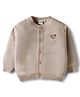 Babyhug Cotton Knit Full Sleeves Front Open Sweater With Teddy Bear Embroidery - Tan