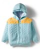 Babyhug Knit Full Sleeves Front Open Hooded Sweater with Cable Knit Design - Aqua Blue
