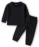 Kanvin Fur Knit Full Sleeves Thermal Vest & Pant Set - Black