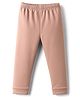 Kanvin Knit Full Length Solid Fur Thermal Pant - Pink
