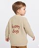Bonfino 100% Cotton Knit Full Sleeves Sweater With Text Embroidery In Back - Beige