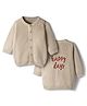 Bonfino 100% Cotton Knit Full Sleeves Sweater With Text Embroidery In Back - Beige