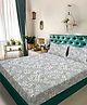 Klotthe Grey Floral 300 TC Cotton Blend Double Bedsheet with 2 Pillow Covers