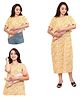 Mama & Bebe Rayon Woven Sleeveless Tie Dye Maternity Dress & Coordinating Poncho Top - Yellow