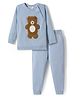 Bonfino 100% Cotton Knit Full Raglan Sleeves Sweatshirt & Joggers Set with Teddy Patch - Light Blue