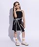 Taffykids Woven Sleeveless Piping Detailed Wrap Dress - Black & White