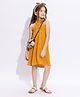 Taffykids 100% Cotton Woven Sleeveless Solid Pintuck Detailed Dress - Mustard Yellow