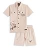 CAVIO Pure Cotton Woven Half Sleeves Stop Trying Text Printed Shirt With Shorts Set - Cream