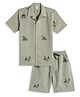 CAVIO Pure Cotton Linen Woven Half Sleeves Vehicles Embroidered Shirt & Shorts Set  - Green