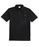 CAVIO Cotton Blend Woven Half Sleeves Solid Polo Tee - Black