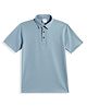 CAVIO Cotton Blend Woven Half Sleeves Solid Polo Tee - Blue