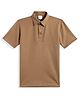 CAVIO Cotton Blend Woven Half Sleeves Solid Polo Tee - Brown