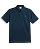 CAVIO Cotton Blend Woven Half Sleeves Solid Polo Tee - Navy Blue