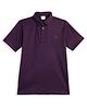 CAVIO Cotton Blend Woven Half Sleeves Solid Polo Tee - Purple