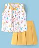 Enfance Core Sleevelees Floral Printed Top & Pleated Skirt Set - Yellow