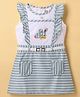 Enfance Core Sleeveless Striped & Rabbit Embroidered Dress - Green