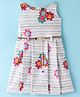 Enfance Core Sleeveless Striped & Floral Printed Dress  - Wine