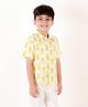 Ka-mee Cotton Woven Half Sleeves Pineapple Printed Shirt - Yellow