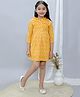 Ka-mee Cotton Woven Three Fourth Sleeves Floral Printed Dress - Yellow