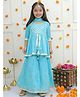 Ka-mee Cotton Woven Three Fourth Sleeves Bandhani Printed & Gotta Patti Lace Embellished Kurta & Sharara With Dupatta Set - Blue