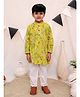 Ka-mee Cotton Woven Full Sleeves Leaves Printed Kurta & Pyjama - Green