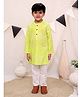 Ka-mee Cotton Woven Full Sleeves Leheriya Printed Kurta & Pyjama - Green