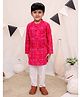Ka-mee Cotton Woven Full Sleeves Bandhani Designed Kurta & Pyjama - Pink