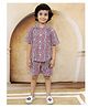Ka-mee Cotton Woven Half Sleeves Chevron Printed Shirt & Coordinating Shorts Set - Red & Blue