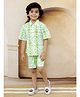 Ka-mee Cotton Woven Half Sleeves Tie Dye Shirt & Coordinating Shorts Set - Green