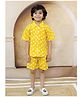 Ka-mee Cotton Woven Half Sleeves Floral Printed Shirt & Coordinating Shorts Set - Yellow