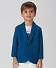 KIDS ISLAND Knit Full Sleeves Solid Blazer With Try Text Printed Inner Tee Set - Teal Blue