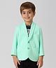 KIDS ISLAND Knit Full Sleeves Solid Blazer With Bike Text Printed Inner Tee Set - Fluorescent Green
