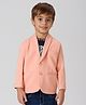 KIDS ISLAND Knit Full Sleeves Solid Blazer With Bike Text Printed Inner Tee Set - Peach