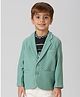 KIDS ISLAND Knit Full Sleeves Solid Blazer With Bronx Text Printed Inner Tee Set - Green