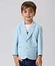 KIDS ISLAND Knit Full Sleeves Textured Blazer With Typography Printed Tee - Blue