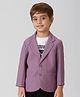 KIDS ISLAND Knit Full Sleeves Textured Blazer With Typography Printed Tee - Purple