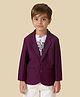 KIDS ISLAND Knit Full Sleeves Textured Blazer With Typography Printed Tee - Wine