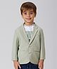 KIDS ISLAND Knit Full Sleeves Textured Blazer With Typography Printed Tee - Pista Green