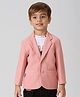 KIDS ISLAND Knit Full Sleeves Textured Blazer With Typography Printed Tee - Baby Pink