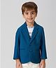 KIDS ISLAND Knit Full Sleeves Textured Blazer With Typography Printed Tee - Navy Blue
