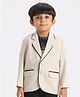 KIDS ISLAND Knit Full Sleeves Textured Blazer With Typography Printed Tee - Cream