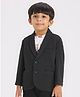 KIDS ISLAND Knit Full Sleeves Textured Blazer With United Text Printed Tee - Black