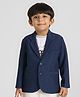 KIDS ISLAND Knit Full Sleeves Ribbed Blazer With Article Text Printed Tee - Navy Blue